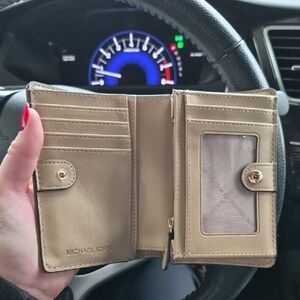 Michael Kors Beige Wallet with Gold Accents